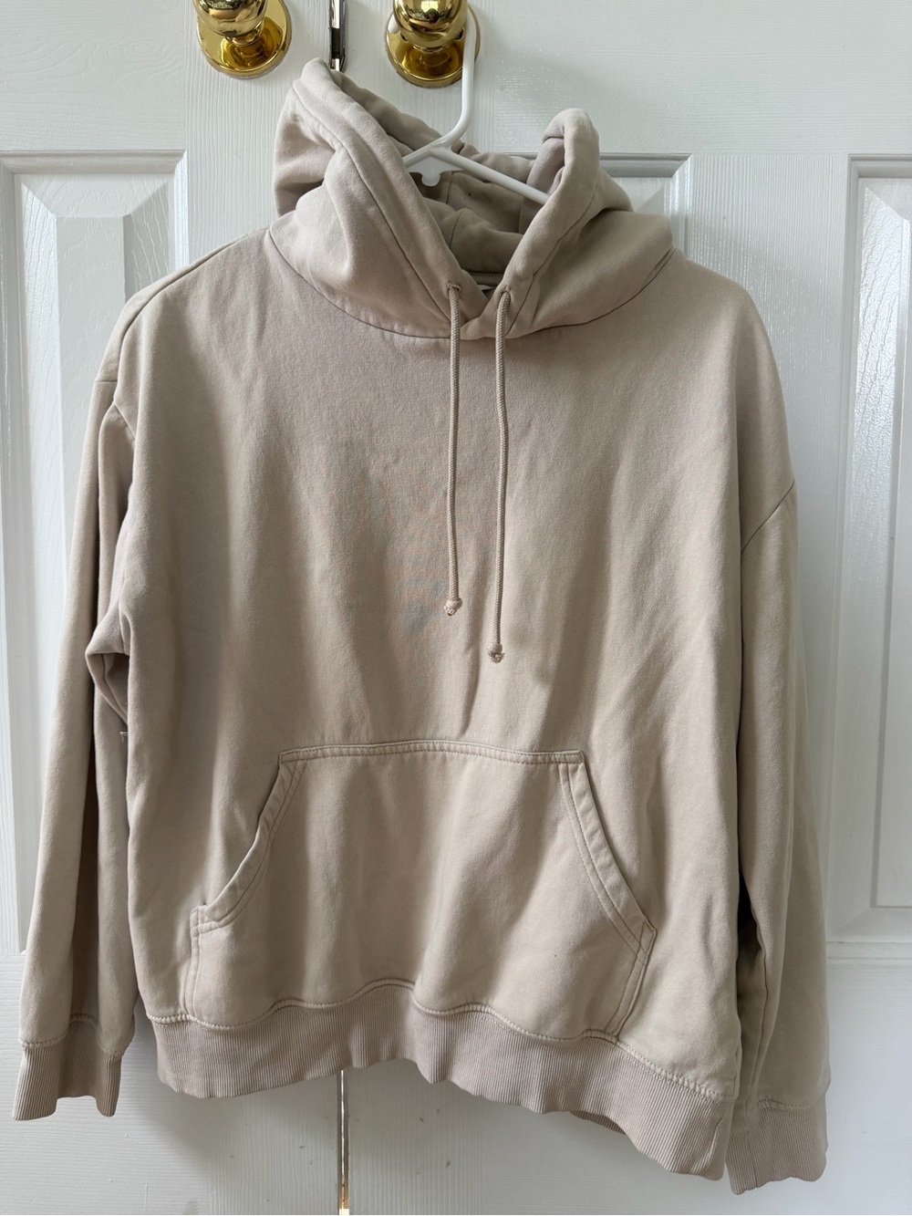 H&M Women's Beige Drawstring Hoodie Sweatshirt